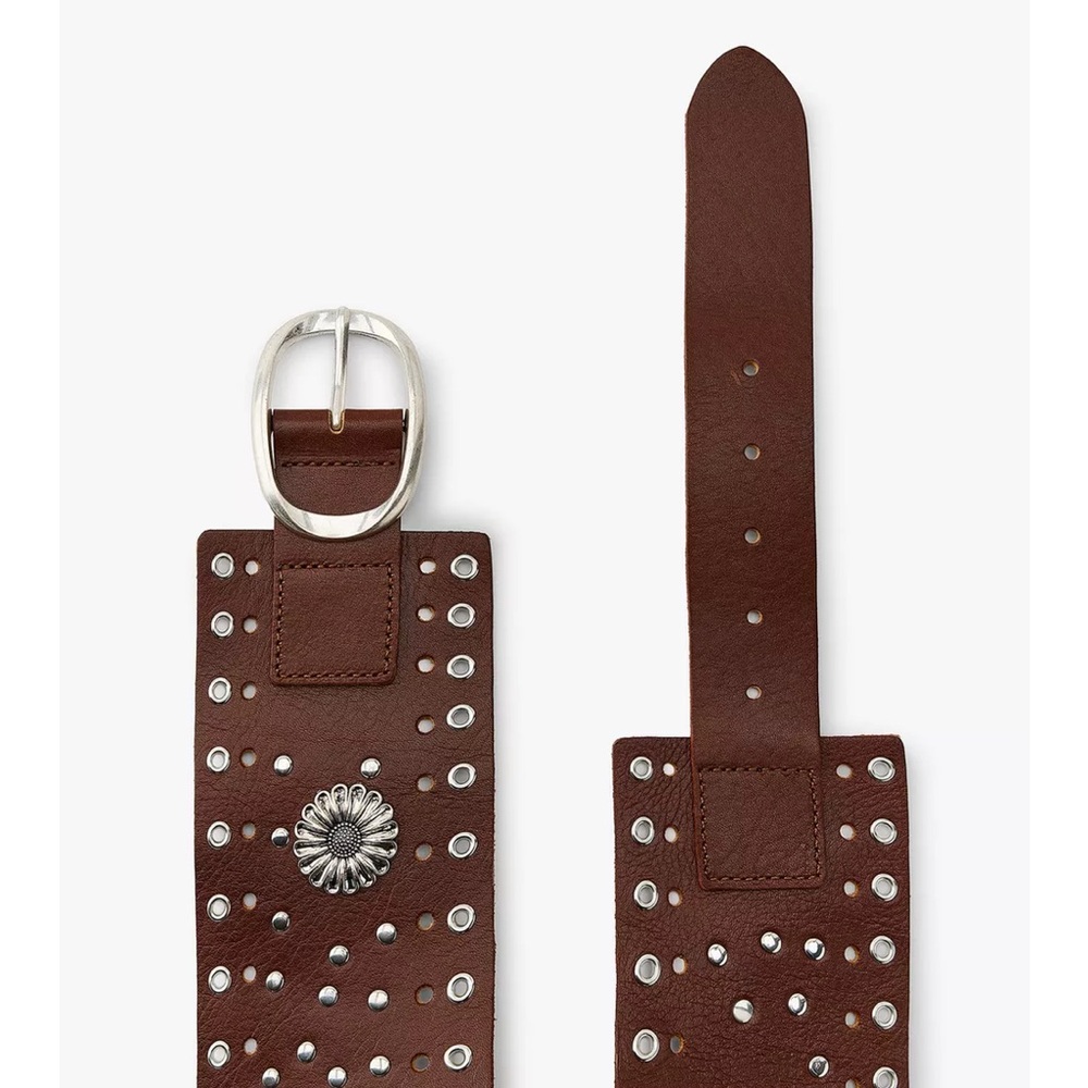 Zara leather belt metal flower studded, 2025 NWT - Picture 4 of 6